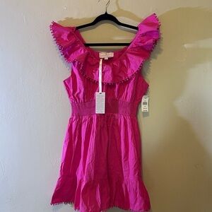 Chic Fuchsia Ruffle Dress for Women